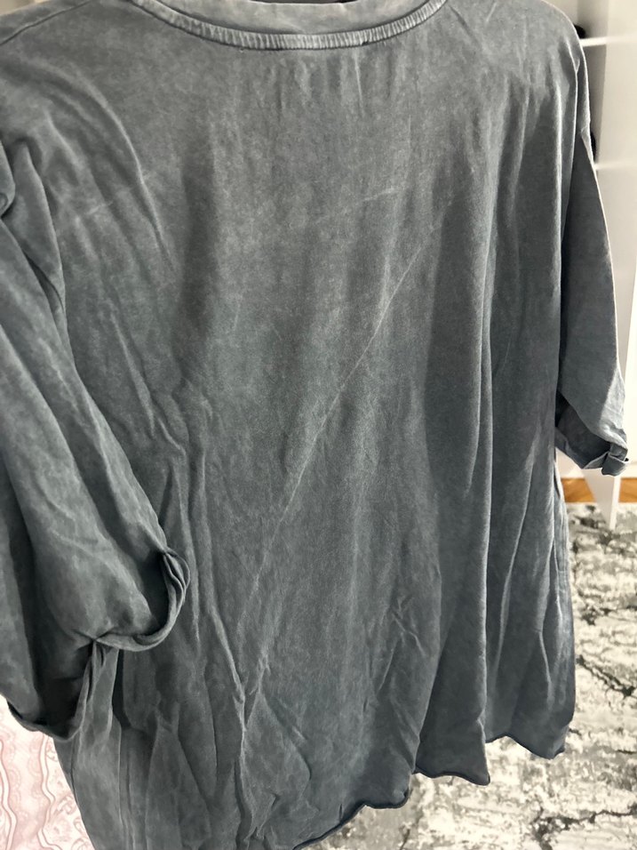 Bershka Gri Baskılı Kısa Kollu Kadın Tişört - Görsel 4