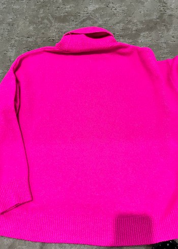 Pembe Boğazlı Örgü Kadın Kazak - Görsel 4