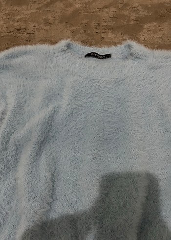 Kadın buz mavi Uzun Kollu Tüylü Kazak - Görsel 2