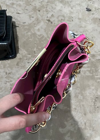 Pembe Zincir Detaylı Kadın Çanta - Görsel 2