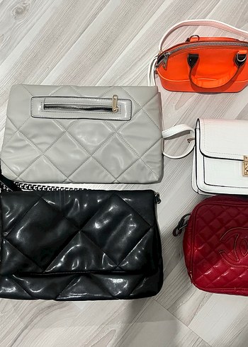 Gri Deri Kadın Çanta - Fermuarlı, Yılan Desenli - Görsel 2