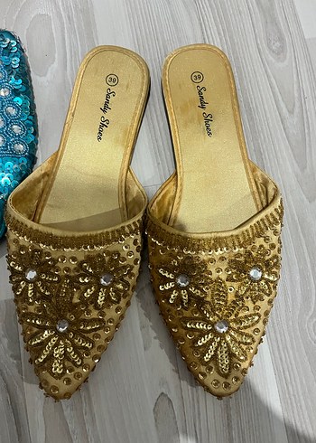 Boncuk İşlemeli Parlak Çok Renkli Kadın Terlik - Görsel 2