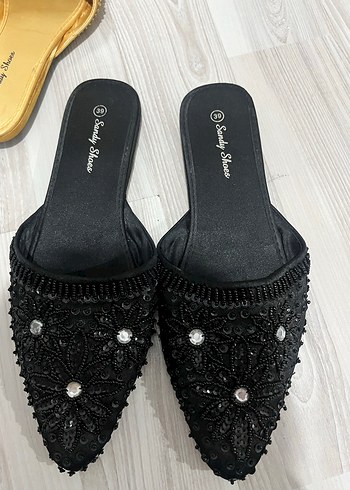 Boncuk İşlemeli Parlak Çok Renkli Kadın Terlik - Görsel 6