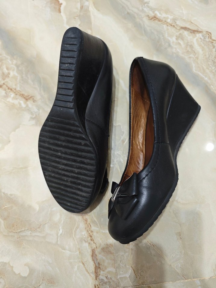 Klasik Siyah Dolgu Topuklu Kadın Babet - Görsel 5