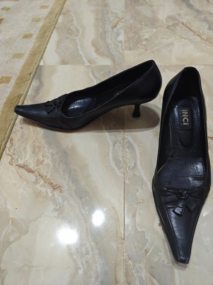 Siyah Deri Tokalı Stiletto Kadın Ayakkabı - Görsel 3