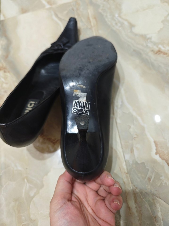 Siyah Deri Tokalı Stiletto Kadın Ayakkabı - Görsel 4