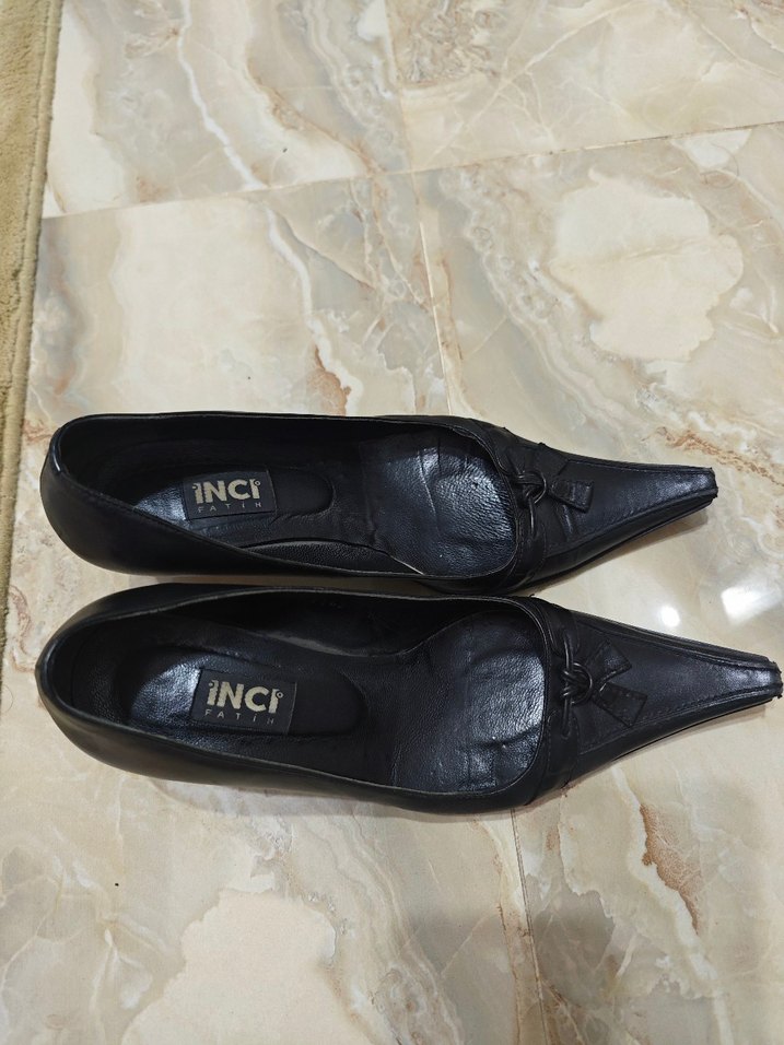 Siyah Deri Tokalı Stiletto Kadın Ayakkabı - Görsel 2