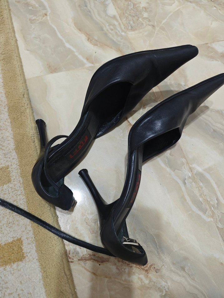 Siyah Deri Tokalı Stiletto Kadın Ayakkabı - Görsel 5