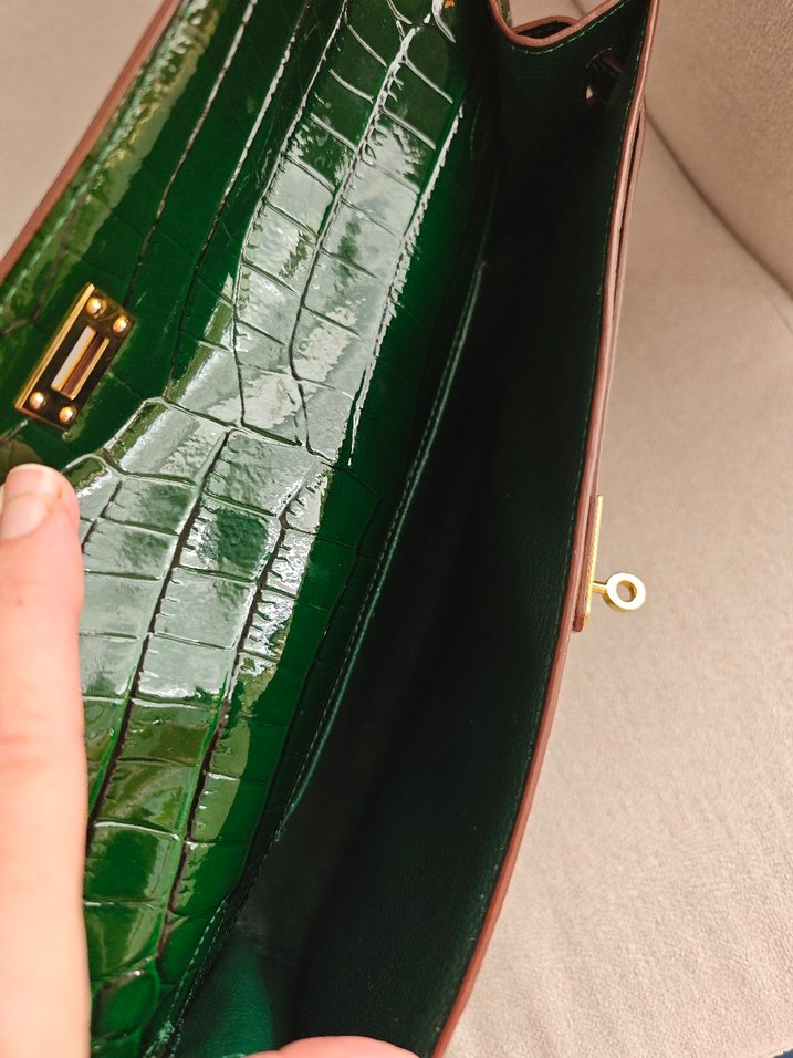 Koyu Yeşil Deri Tokalı Kadın Çanta - Görsel 5
