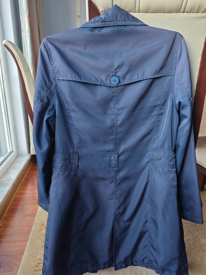 Mavi Düğmeli Midi Trençkot - Görsel 2