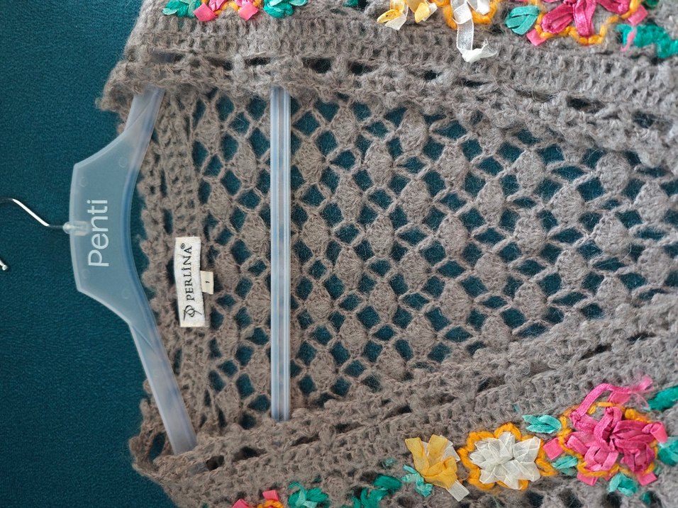 Nakışlı Bohem Gri Uzun Hırka - Görsel 4