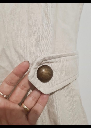 Koton Bej Düğmeli Midi Kadın Elbise