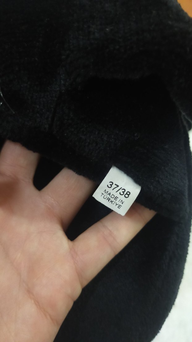 Nakışlı Siyah Kürklü Kadin ev panduf#terlik 36 /37 uyumlu - Görsel 4