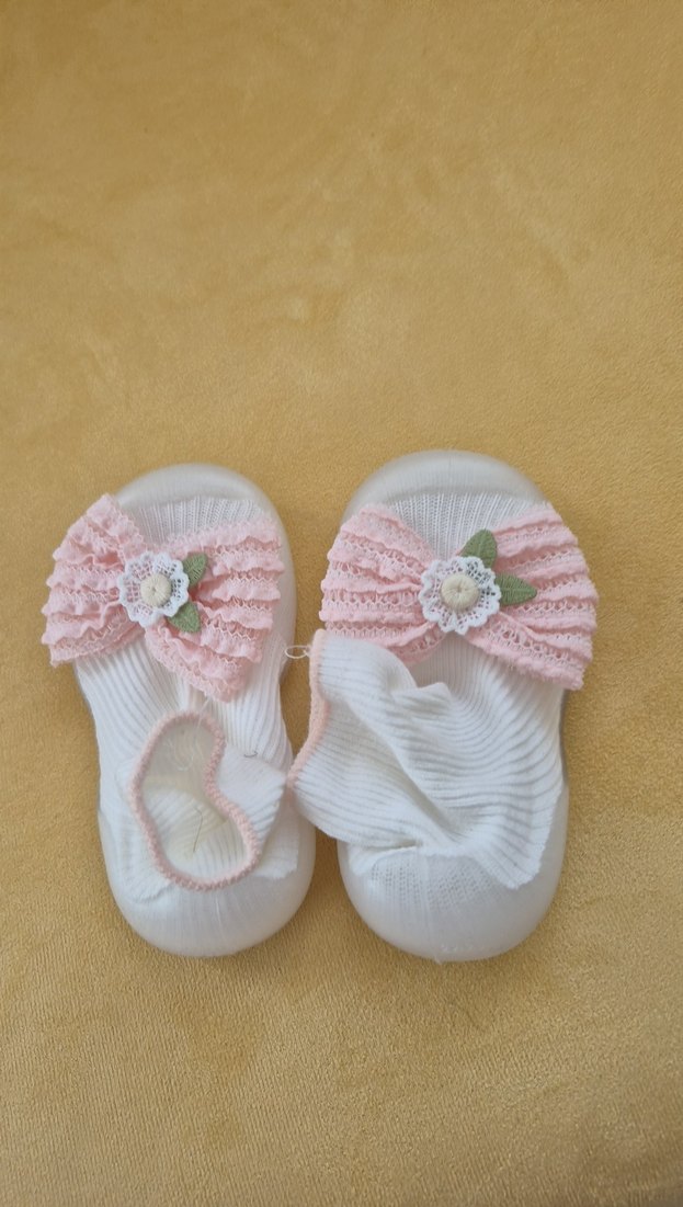 Kız Bebek Pembe Örgü İlk Adım Ayakkabısı - Görsel 3