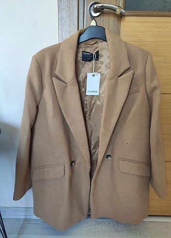 l Beden camel Renk PULL & BEAR Kahverengi Kaşe Kaban