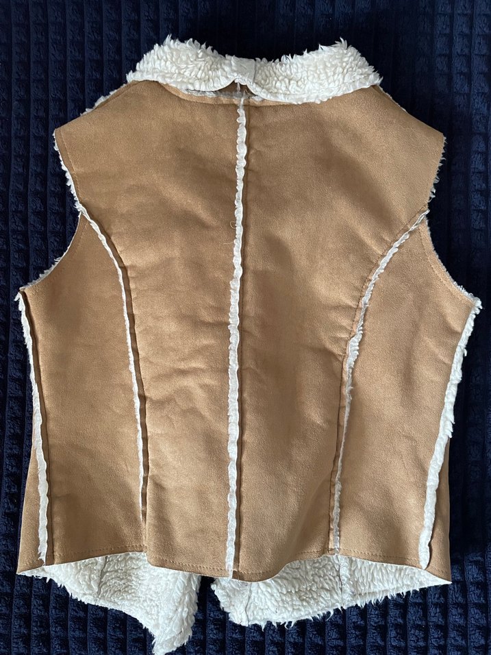 Kahverengi Süet Kürklü Kadın Yelek - Görsel 2