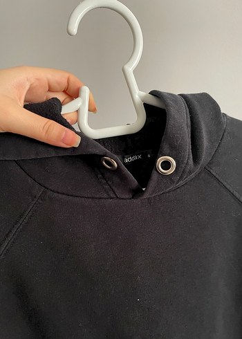 Siyah Kapüşonlu Düğmeli Oversize Sweatshirt - Görsel 2