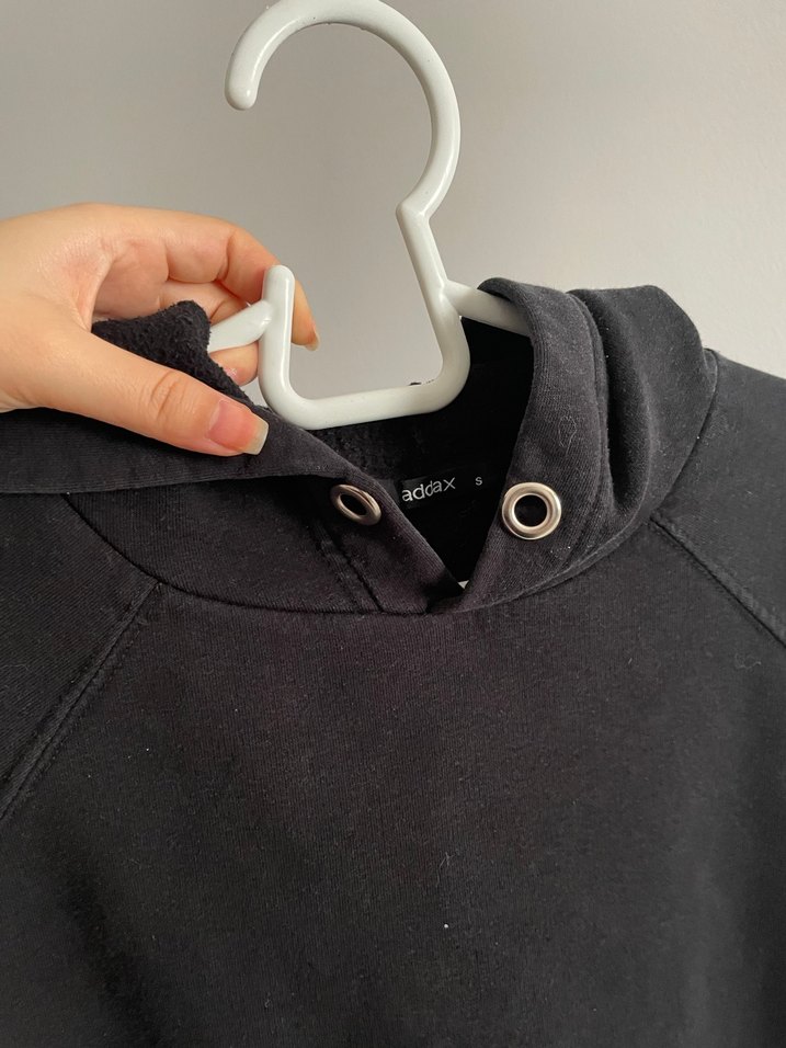 Siyah Kapüşonlu Düğmeli Oversize Sweatshirt - Görsel 2