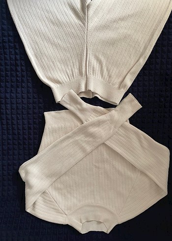 Kadın Beyaz Pamuklu Uzun Kollu Triko Kazak - Görsel 2