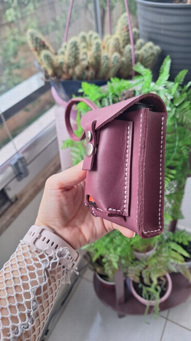 Bordo Deri Kadın sigaralık - Görsel 2