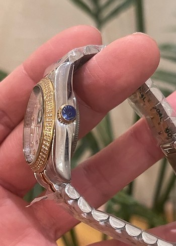 Altın Renkli Beze Detaylı Kadın Rolex Saat - Görsel 3