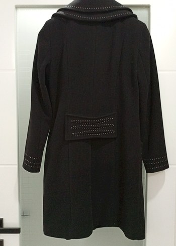 Düğmeli Siyah Kaban, Cepli, Uzun Kollu - Görsel 6