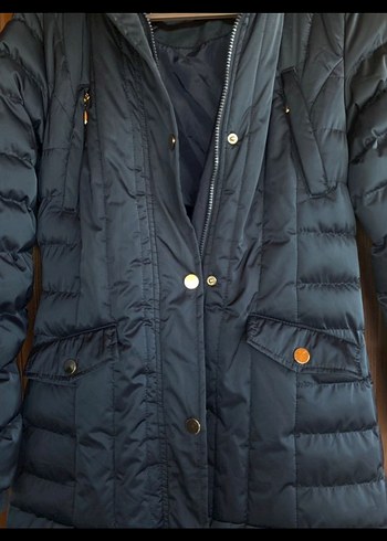 Kadın Lacivert Uzun Kürklü Kış Montu - Görsel 5