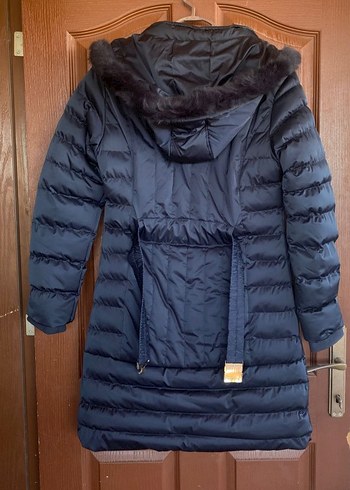 Kadın Lacivert Uzun Kürklü Kış Montu - Görsel 2