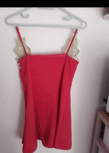 Abiye Dantel Detaylı Pembe Mini V Yaka Elbise