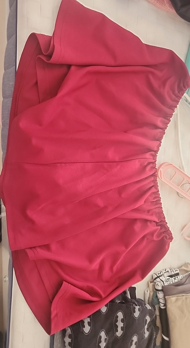 Kırmızı Dökümlü beli kalin Midi Etek - Görsel 2