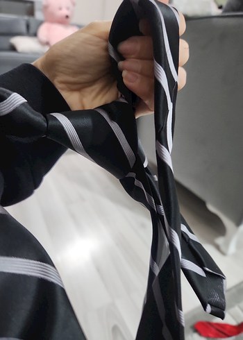 Gri Çizgili Erkek Kravat - Görsel 6