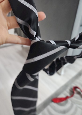 Gri Çizgili Erkek Kravat - Görsel 5