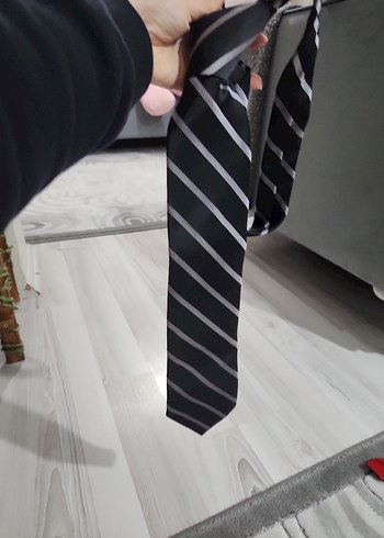 Gri Çizgili Erkek Kravat - Görsel 2