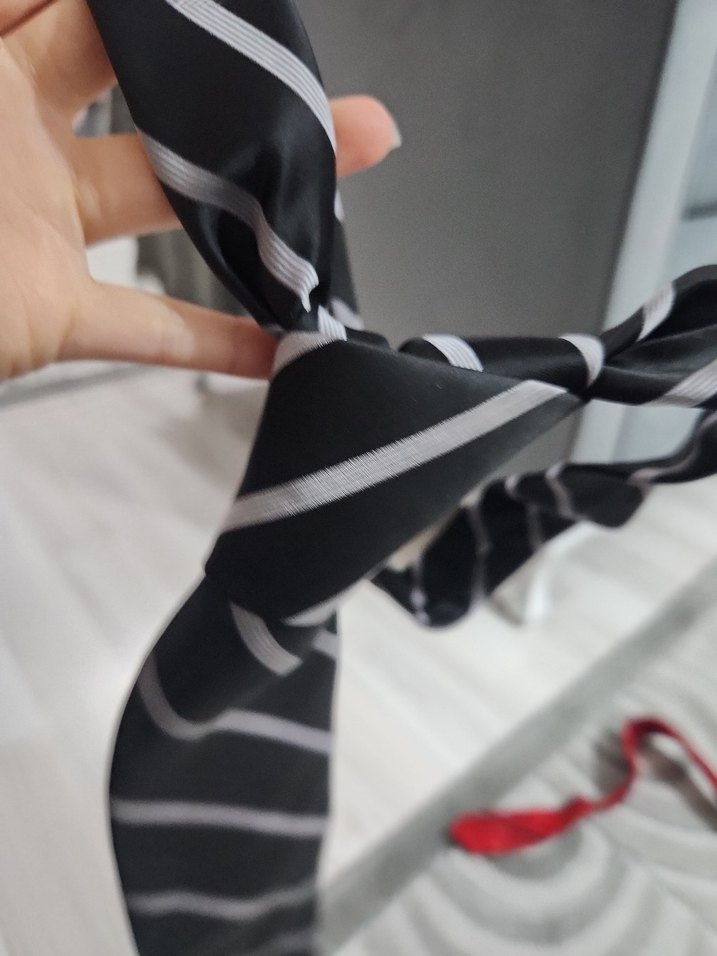 Gri Çizgili Erkek Kravat - Görsel 5