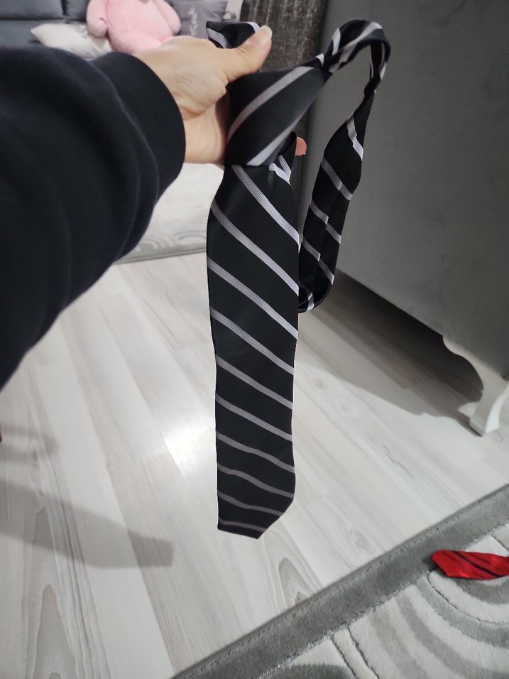 Gri Çizgili Erkek Kravat - Görsel 3