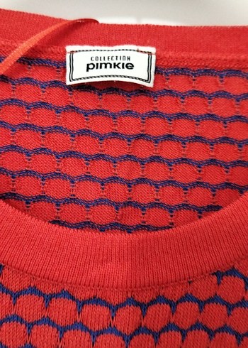 Kısa Kollu Kırmızı Triko Kadın Tişört - Görsel 3