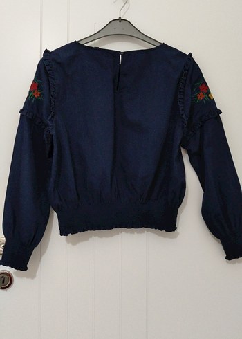 Nakışlı Lacivert Kız Bluzu(Mavi Jean) - Görsel 3