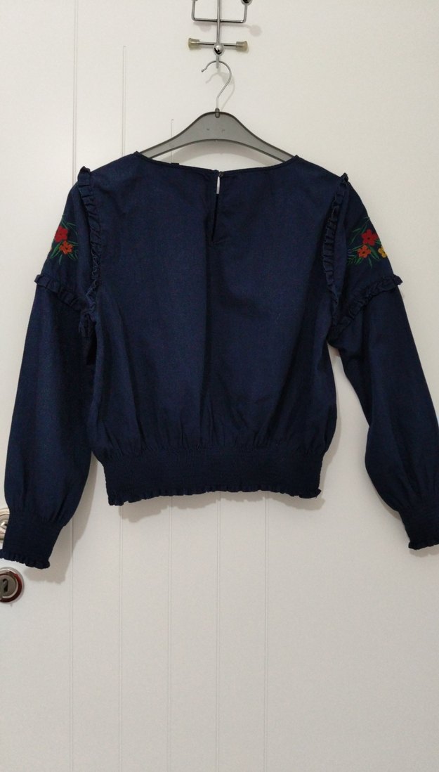 Nakışlı Lacivert Kız Bluzu(Mavi Jean) - Görsel 3