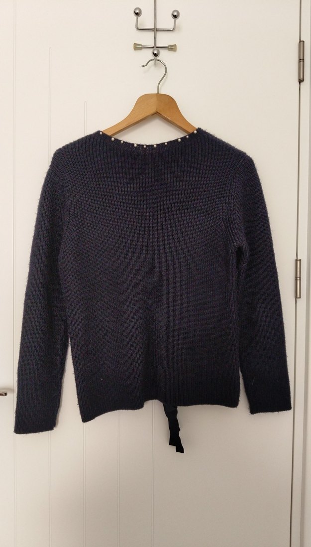 Kadın Lacivert Örme V Yaka Kazak - Görsel 2