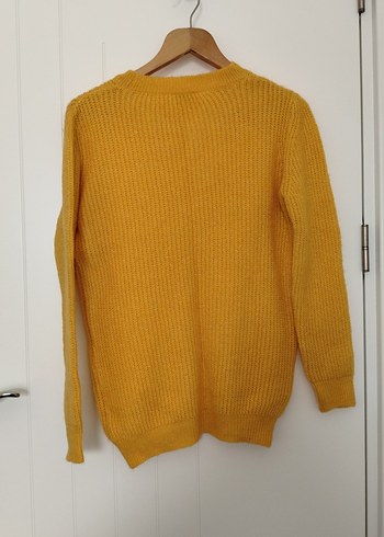 Kadın Sarı Triko Yuvarlak Yaka Kazak - Görsel 2