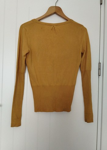 Düğmeli V Yaka sarı Kadın Hırka - Görsel 2