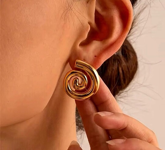 Paslanmaz Çelik Gold Spiral Küpe