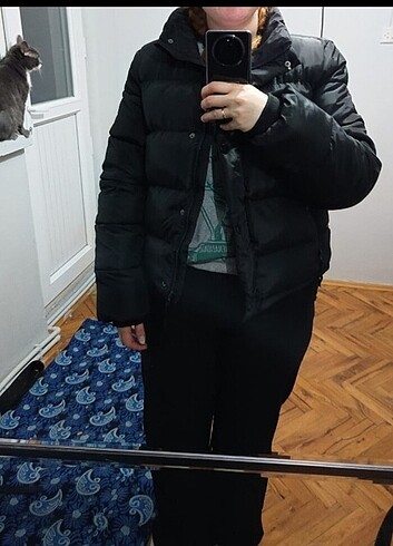 l Beden siyah Renk DeFacto Fit Regular Fit Su İtici Rüzgar Geçirmez Crop Şişme Mont