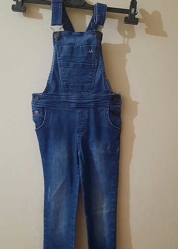 5 Yaş Beden mavi Renk Kızlar için Mavi Denim Askılı Tulum