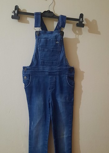 Diğer Kızlar için Mavi Denim Askılı Tulum