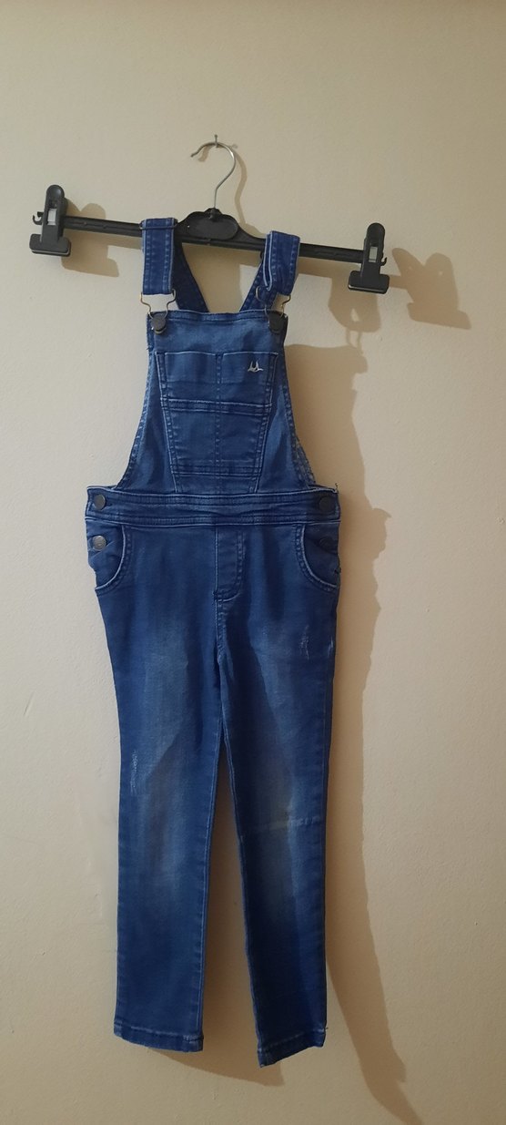 Kızlar için Mavi Denim Askılı Tulum - Görsel 3