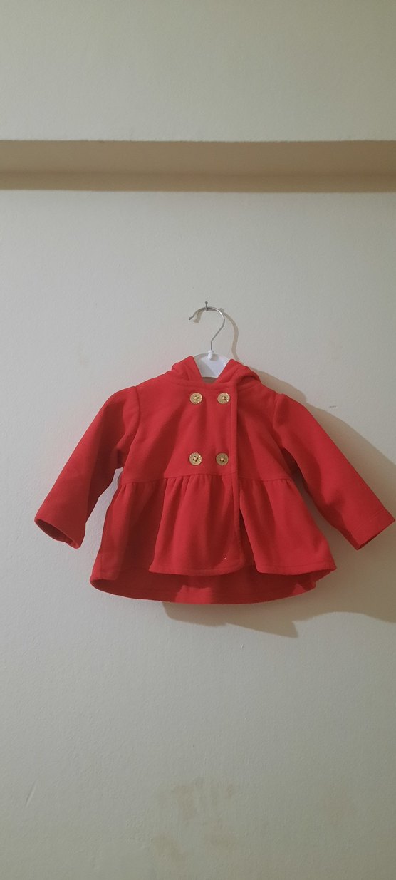 Kız Çocuk Kırmızı Düğmeli Midi Kaban - Görsel 2