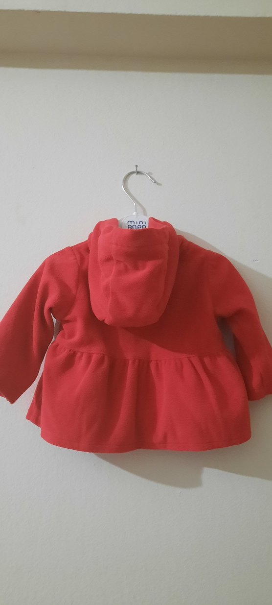 Kız Çocuk Kırmızı Düğmeli Midi Kaban - Görsel 5