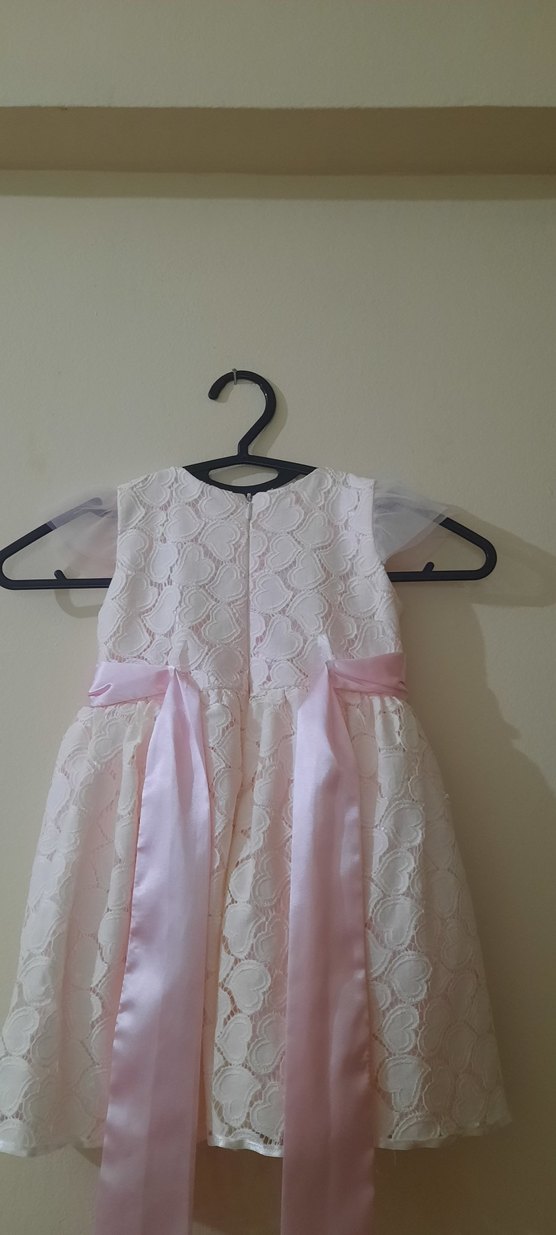 Kız Çocuk Dantelli Pudra Elbise - Görsel 5