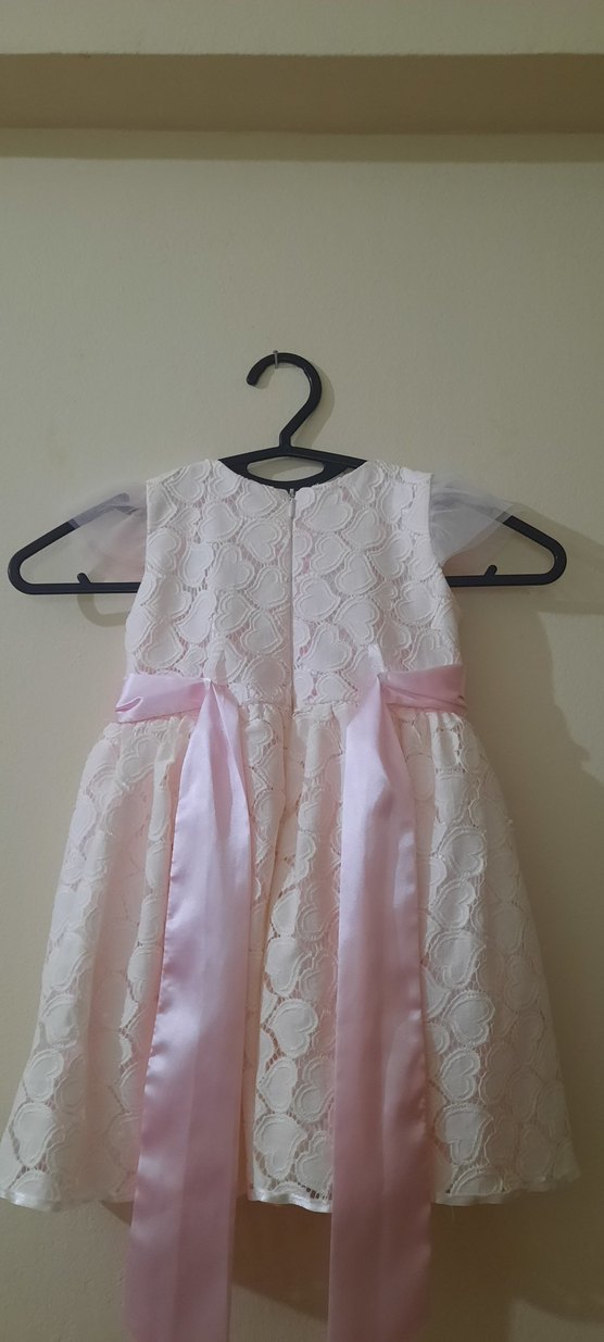 Kız Çocuk Dantelli Pudra Elbise - Görsel 4